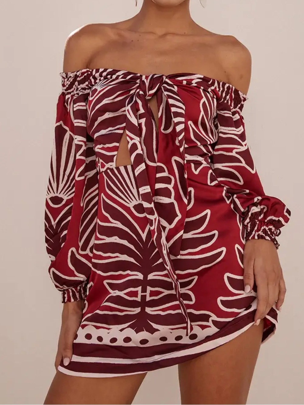 BRODIE OFF SHOULDER MINI DRESS